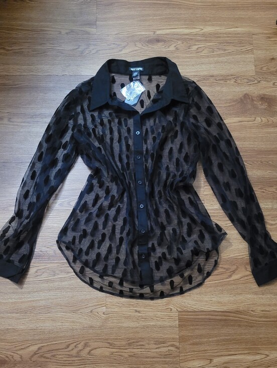 Hot Topic Tops - ON HOLD THRU 8-13 NWT Hot Topic XL sheer velvet coffin button down shirt goth